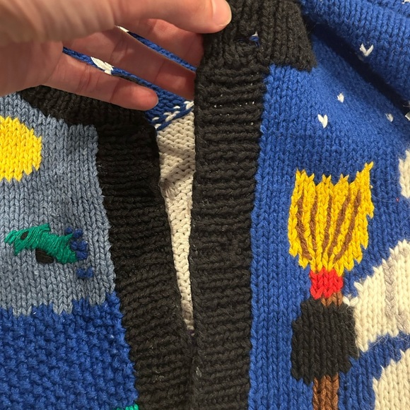 Belle Pointe Vintage Sweater Chunky Knit Unisex Holiday Button Up Size Medium - Picture 5 of 6